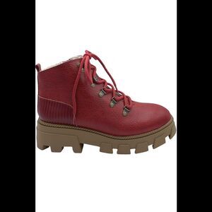 Kelsi Dagger Lace-Up Lug Ankle Boots Bronx Ruby - Medium